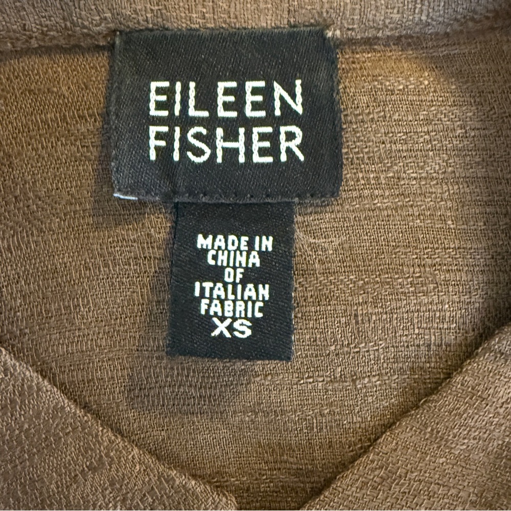 Eileen Fisher Brown Linen Shirt Women’s Size XS - Picture 6 of 11